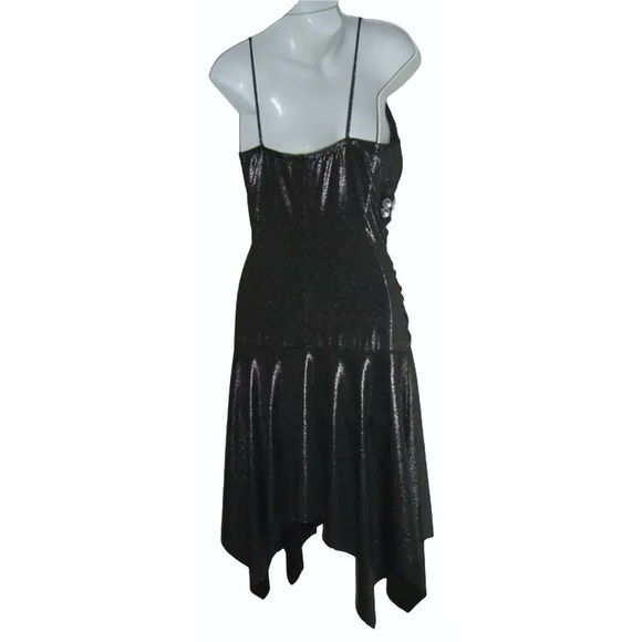 Taboo Dress Vintage 90's Gray Metallic Futuristic Fairy y2k Bling Asymmetrical M - Picture 9 of 13